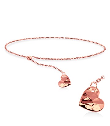 Rose Gold Plated Heart Silver Bracelet BRS-450-RO-GP